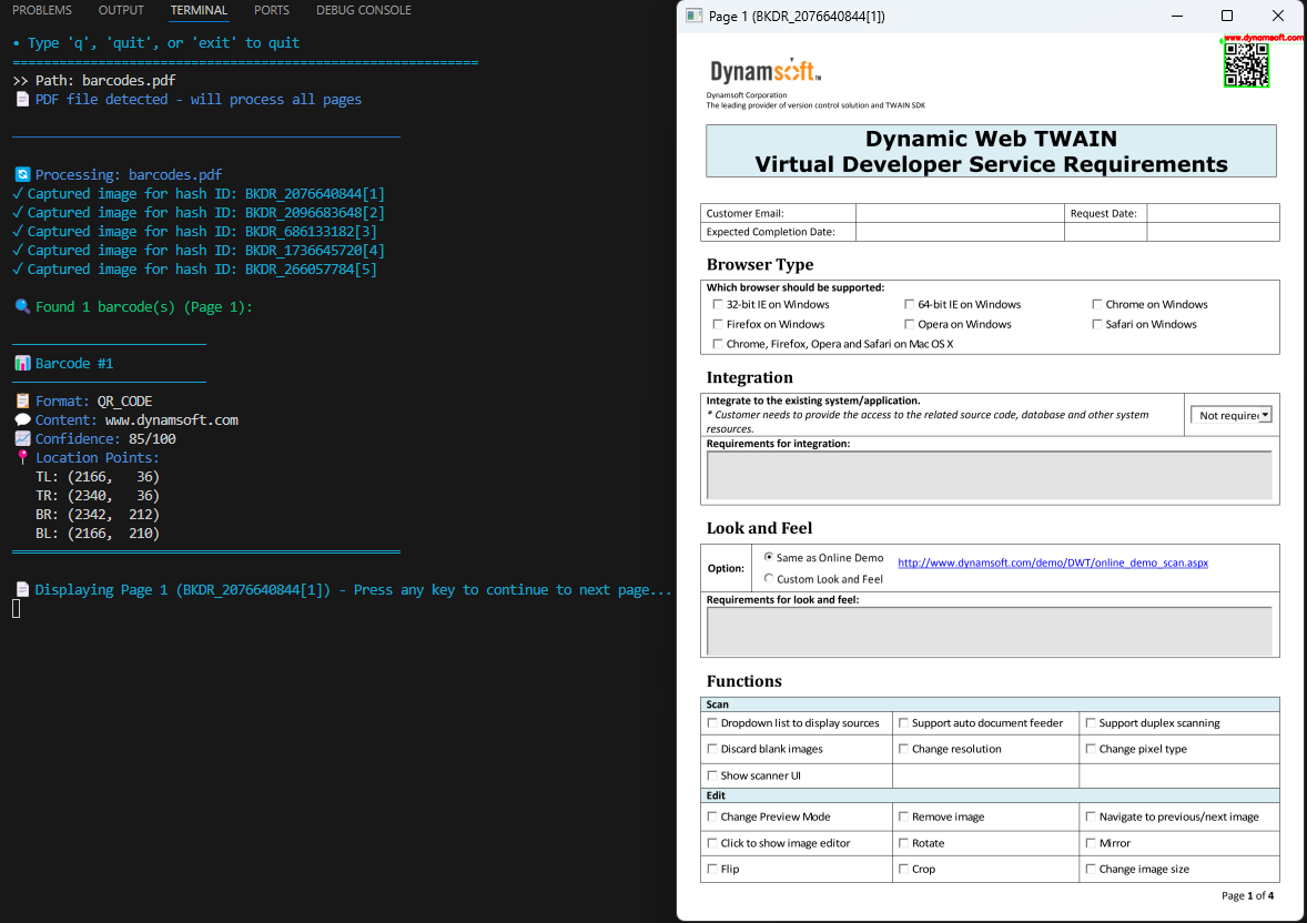 Python Command Line Barcode Reader for PDF