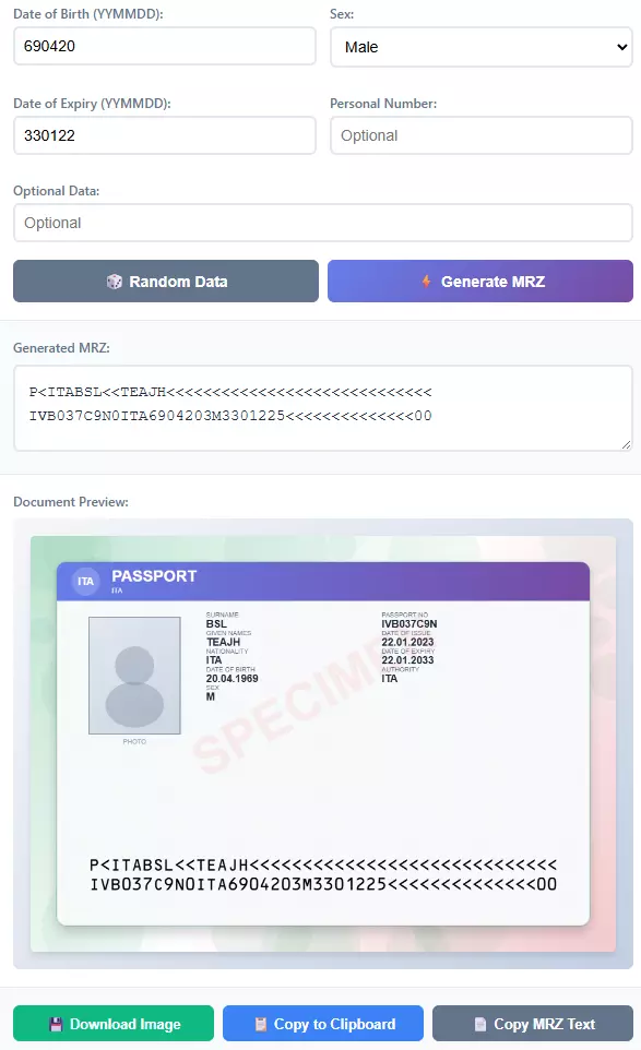Chrome Extension for MRZ Generation