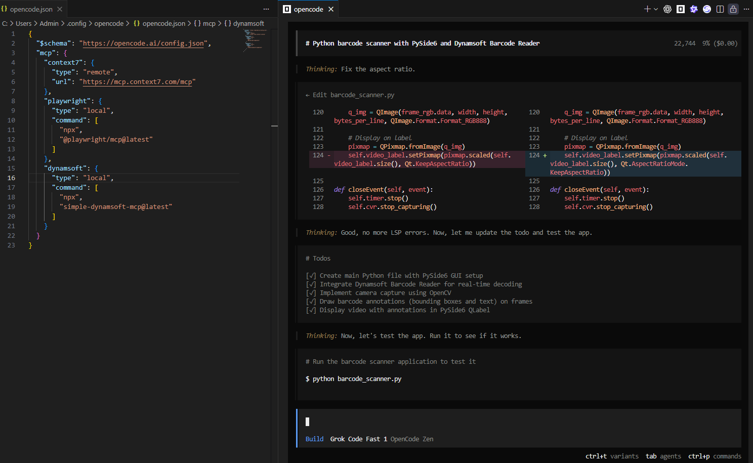 vibe coding with Dynamsoft MCP server