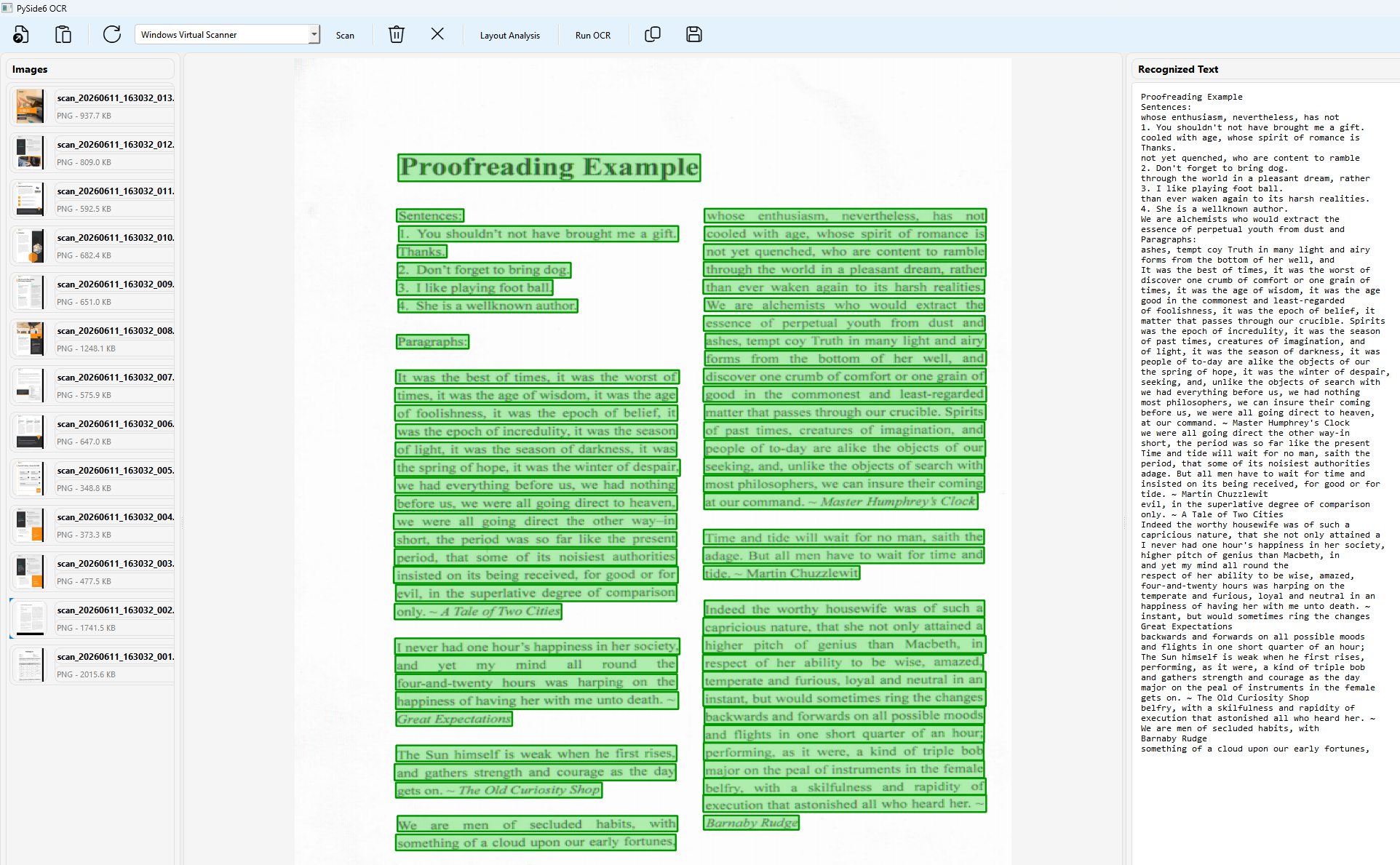 desktop document scanner with OCR and layout analysis