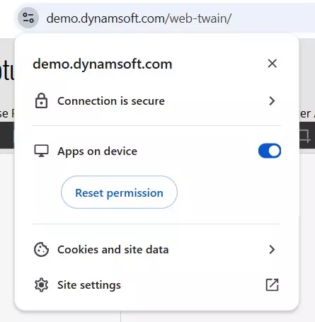 site settings dialog chrome 145