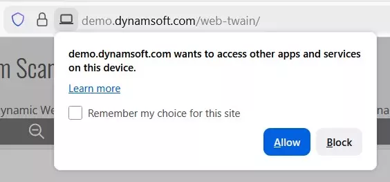 permission dialog