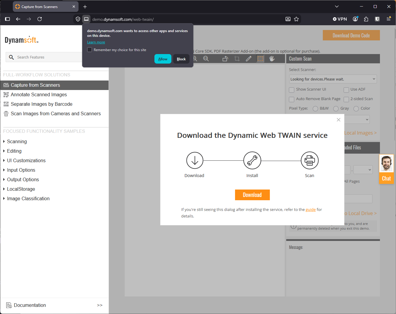 Firefox LNA prompt
